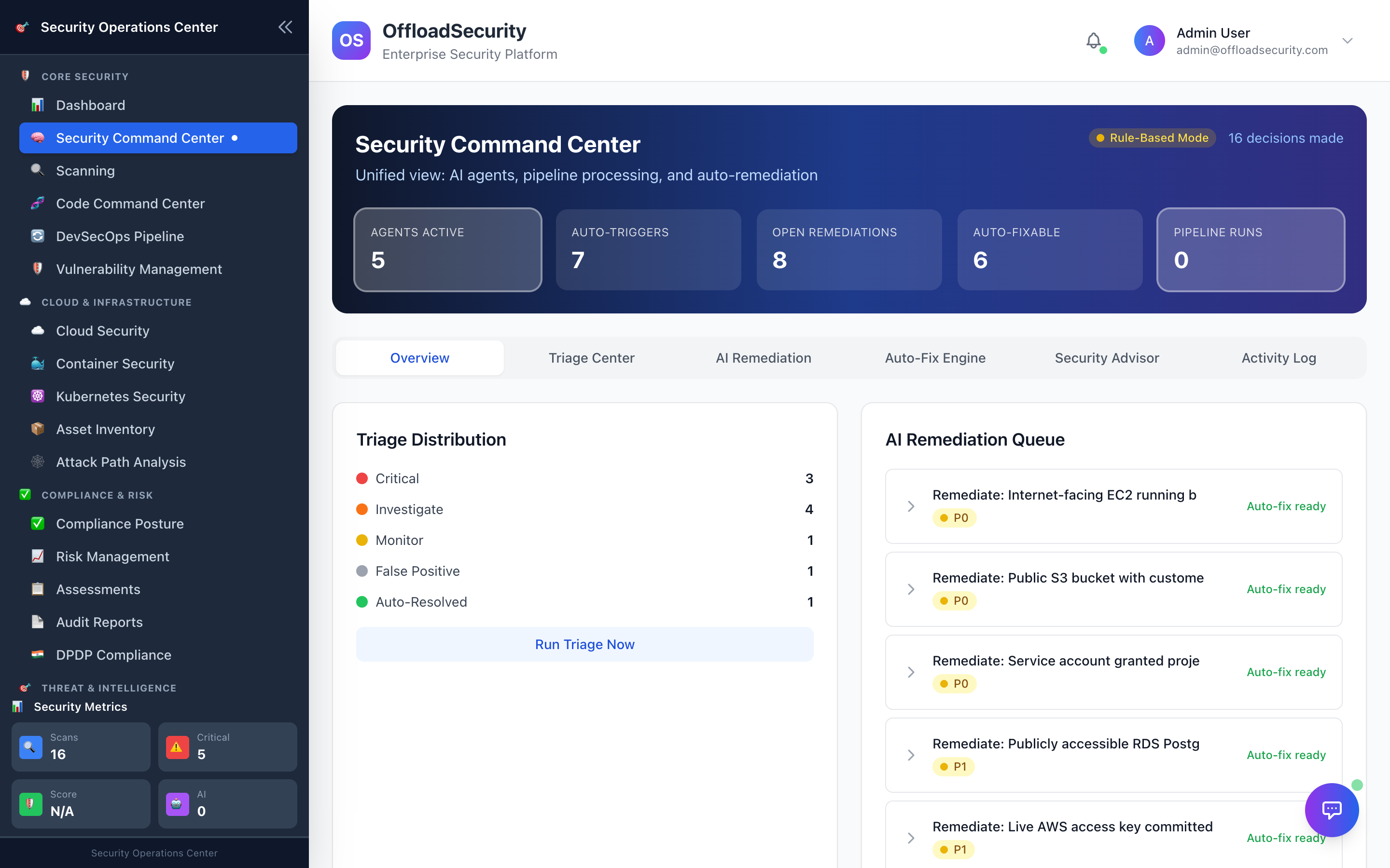 Security Command Center (AI-SOC)