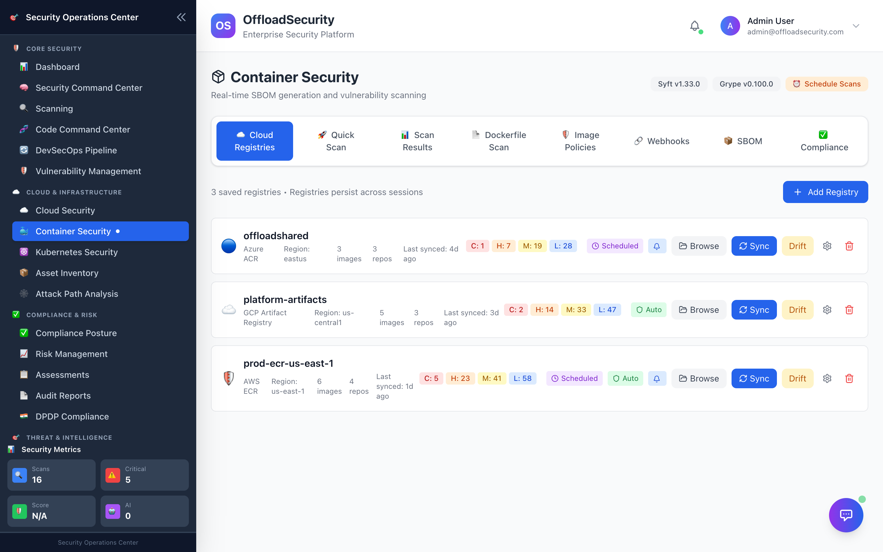 Container Security: scan an image and review vulnerability, SBOM, and policy results